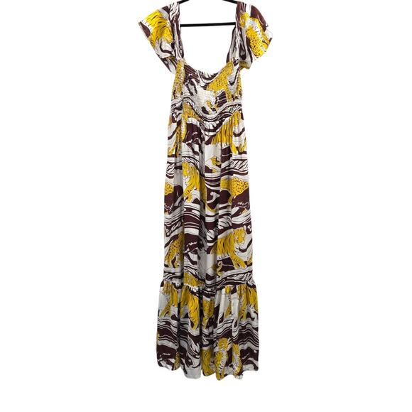 Anthropologie Dress Womens Size Small Cat Lion King Jaguar Maxi Animal Brown New - Picture 5 of 15